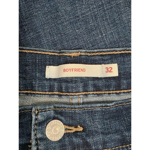 Levis Boyfriend Jeans Blue Denim Pants Midrise Stretch Straight Leg Womens 32 - Picture 4 of 13